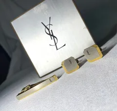 YVES SAINT LAURENT イヴサンローラン YSL ゴールド & 艶消しシルバー ヴィンテージカフス ネクタイピンセット タイピン カフリンクス