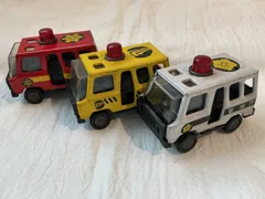 昭和レトロ ブリキ風 ミニカー 消防車 パトカー 高速道路車 3台セット 日本製 Vintage Tin Toy Style Mini Cars Set Fire Truck Police Highway Japan 3pcs