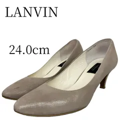 LANVIN COLLECTION ランバンコレクション パンプス 24cm グレージュ メタリック ポインテッドトゥ ヒール 日本製 靴 レディース 通勤 フォーマル