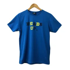 アンブロ UMBRO Tシャツ カットソー プルオーバー クルーネック プリント ロゴ 刺繍 L 青 黄 ブルー イエロー