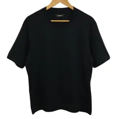 ポールスチュアート PAUL STUART カットソー Tシャツ ラウンドネック プルオーバー 無地 半袖 52 黒 ブラック