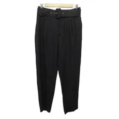 ザラ ZARA パンツ ベルト付き リネン L 濃紺