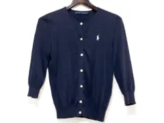 ラルフローレン　Ralph Lauren　五分袖カーディガン　綿100％　紺／ネイビー　スモールポニー　レディースM　送料無料のサムネイル