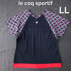【👌値下げ交渉受付中】極美品 le coq sportif 近年モデル テニスウェア ゲームシャツ ネイビー 総柄 LL 速乾 ストレッチ ルコック