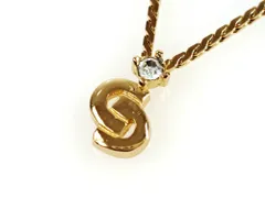 クリスチャン・ディオール　Christian Dior　CDロゴ　1Pストーン　ネックレス　縦：1.1cm　ゴールドカラー　送料無料