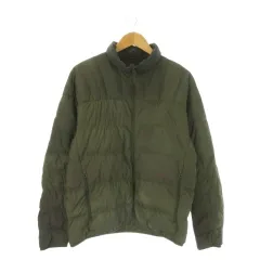 ユニクロ UNIQLO ULTRA LIGHT DOWN ダウンジャケット 上着 L 緑 カーキ 無地 スタンドカラー 長袖 /CK4 ■ECB003