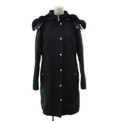 ブルーレーベルクレストブリッジ BLUE LABEL CRESTBRIDGE コート ロング丈 フード ファー 裏地チェック柄 アウター 36 紺 ネイビー 55A39-862-29 /AN68 ■ECD003のサムネイル