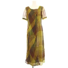 アルバロッサ alba rossa ワンピース ロング マキシ 半袖 チェック 42 緑 グリーン 黄色 イエロー 205-227 /HN ■ECE004