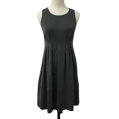 セオリー Theory ワンピース Aライン ミニ タック 無地 ノースリーブ 0 グレー