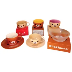 X04059 マグカップとソーサー、ボウル、ガラスボウルセット ＬＡＷＳＯＮ リラックマ Rilakkuma ローソン キャンペーン キャラクターグッズ マグカップ 食器