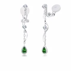 FH.bird エメラルド イヤリング レディース 揺れる 大人 シルバー925 金属アレルギー対応 ノンホールピアス 5月誕生石 グリーン 卒業祝い 母親 誕生日 母の日 プレゼント 母の日 ギフト 入学式 卒業式 女性 人気 20代 記念日 1