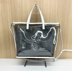 russet×PEANUTS ラシット ピーナッツ クリアトートバッグ ボア巾着ポーチ スヌーピー 2way 日本製 ホワイト グレー 通年