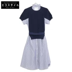 sacai サカイ SCW-083 ﾈｲﾋﾞｰ THOMAS MASON Cotton Poplin x Cotton Jersey Dress ﾆｯﾄ切替ｼｬﾂﾜﾝﾋﾟｰｽ 1