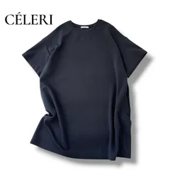 CÉLERI セルリ Deuxieme Classe Tシャツ ワンピース 黒 ブラック フリーサイズ 手洗い可 ミニワンピ チュニック CELERI ロングワンピ 美品 定価2.5万 レディース 6A041のサムネイル