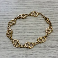 [Y0428]Christian Dior　クリスチャンディオール　CDロゴ　ブレスレット　ゴールドカラー　ヴィンテージ
