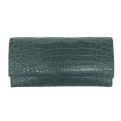 ノーブランド クロコダイル/二つ折り長財布  JRA認定/マットクロコ    グリーン ユニセックス / 240001199574 ノーブランド クロコダイル/二つ折り長財布 JRA認定/マットクロコ