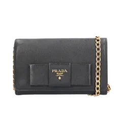 プラダ サフィアーノ ショルダーバッグ レザー 1BP005 ブラック レディース  PRADA  中古 プラダ