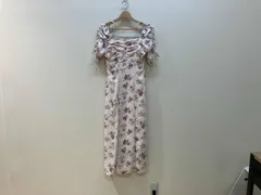 SNIDEL スナイデル バリエプリントワンピース 半袖ワンピース サイズ0 ピンクベージュ 花柄 ローズ柄 2WAY オフショルダー レディース