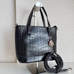 【JRAチャームあり】 クロコダイル型押し マット 黒 ブラック 2way バッグ 84/16