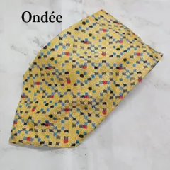オンデ　ネクタイ　黄色基調　小紋柄　カジュアル　　絹【n1572