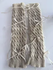 新品) 日本 モカ色 リー リボン レッグウォーマー