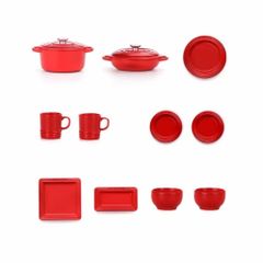 ミニチュア 1/6スケール ハート食器 コレクション 11点セット [レッド 
