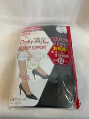 福助（Fukuske９　デイリー満足　パワーサポート　3足組　M～Lサイズ　ストッキング　黒