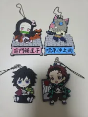 鬼滅の刃 ラバーストラップ ゴムキーホルダー SET セット: 義勇、伊之助、竈門 炭治郎、禰豆子