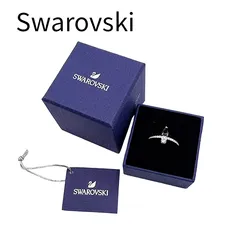 スワロフスキー Swarovski リング ドロップモチーフ ブルーストーン シルバー系 約16号 箱付き