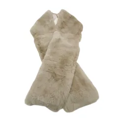 MAX MARA マックスマーラ マフラー ラパン ファー ストール ティペット イタリア製 グレージュ レディース 【中古】