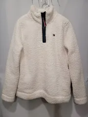 トミーヒルフィガー 白 フリース ハーフジップアップ S