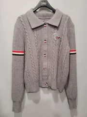 ケーブル ニット カーディガン グレー