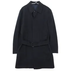 EDIFICE エディフィス ステンカラーコート 比翼 ジャケット ロング丈 ウール カシミヤ イタリア製生地 アウター ネイビー 46【M】 メンズ 【中古】