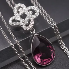 S796 スワロフスキー SWAROVSKI ペンダント ネックレス パープルカラー ラインストーン シルバーカラー デザイン