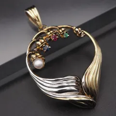 V525 IEI ブルー ピンクスピネル パール 等 カラーストーン 925刻印 ペンダント トップ ゴールドカラー デザイン シルバー チャーム ヘッド