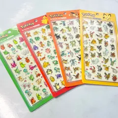 韓国限定 ポケモン ドロップシール 4枚セット 3D 立体シール 硬いタイプ ライセンス品