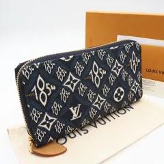 ★3日以内返品可★ 美品 LOUIS VUITTON ルイ・ヴィトン モノグラム ジャガード Since1854 ジッピー ウォレット M80212 長財布 ネイビー ホワイト ブラウン レザー レディース