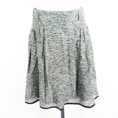 エムズグレイシー M'S GRACY スカート ボトムス ひざ丈 ギャザー ラメ 麻混 40 グレー ※EKM