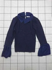 ◇ Θ ナチュラルクチュール natural couture 異素材切替フリル袖トップス ネイビー系 レディース E  【1603230003019】