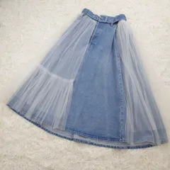 Grace Class   グレースクラス   チュール付き デニムスカート  サイズ36 ロング インディゴのサムネイル