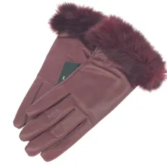 LANVIN ランバン 手袋  羊革・ラビットファー    ボルドー レディース / 240001199626のサムネイル