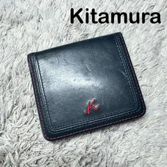 Kitamura キタムラ コインケース 小銭入れ ロゴ刺繍 レザー ネイビーのサムネイル