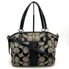 【中古】COACH コーチ シグネチャー 2way キャンバス ハンド ショルダー バッグ eY10480A