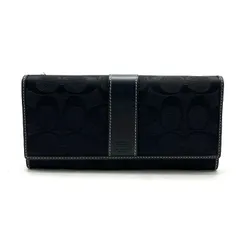 【中古】良品 COACH コーチ シグネチャー キャンバス 長財布 eY10505A