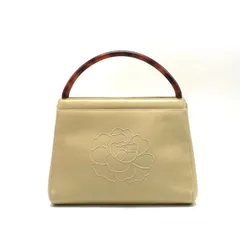 【中古】良品 CHANEL シャネル カメリア ラムスキン べっ甲 ハンド バッグ fY02263A