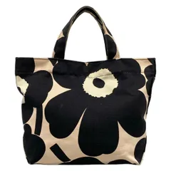 marimekko(マリメッコ) トートバッグ 黒×ベージュピンク×白 ウニッコ