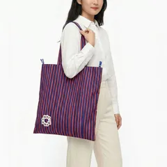 新品 マリメッコ marimekko トートバッグ 買い物袋 ショルダートート Metka メトカ ピッコロ ブルー レッド ストライプ 95334 095334 887 A4サイズ収納可能 北欧雑貨 北欧デザイン