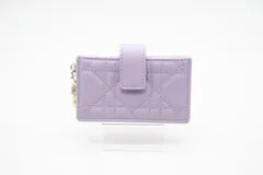 ★3日以内返品可★ 極美品 Christian Dior クリスチャンディオール カナージュ ラムスキン Lady Dior Jasmine カードホルダー S0074ONMJ カードケース パープル ラムスキン レディース