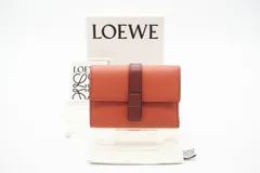 ★3日以内返品可★ 美品 LOEWE ロエベ ソフトグレインカーフ スモール バーティカル ウォレット C660S86X01 三つ折り財布 オレンジ カーフレザー レディース
