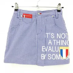 【美品】ルコックゴルフ スカート ネイビー×白 ストライプ 複数ポケット レディース 7 ゴルフウェア le coq sportif